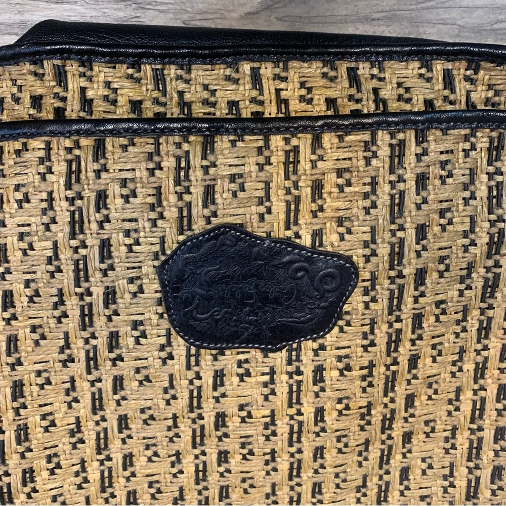 Carlos Falchi Multi Media Straw Flap Over Crossbody Bag - Picture 10 of 11